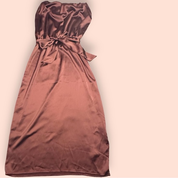 💥HP💥NWT Vernacular Boatneck Line Drop Waist Maxi Dress in Bronze. Size Small - Picture 3 of 14